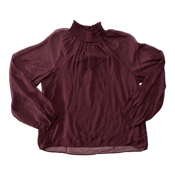 NWT Joie Edition Ladies Long Sleeve Smocked Blouse JE7005CO M Deep Wine Red - Picture 1 of 5